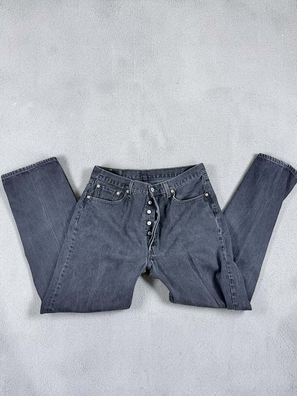 Mens Vintage Levi's 501's in a faded black wash 38 X 32 made in the USA